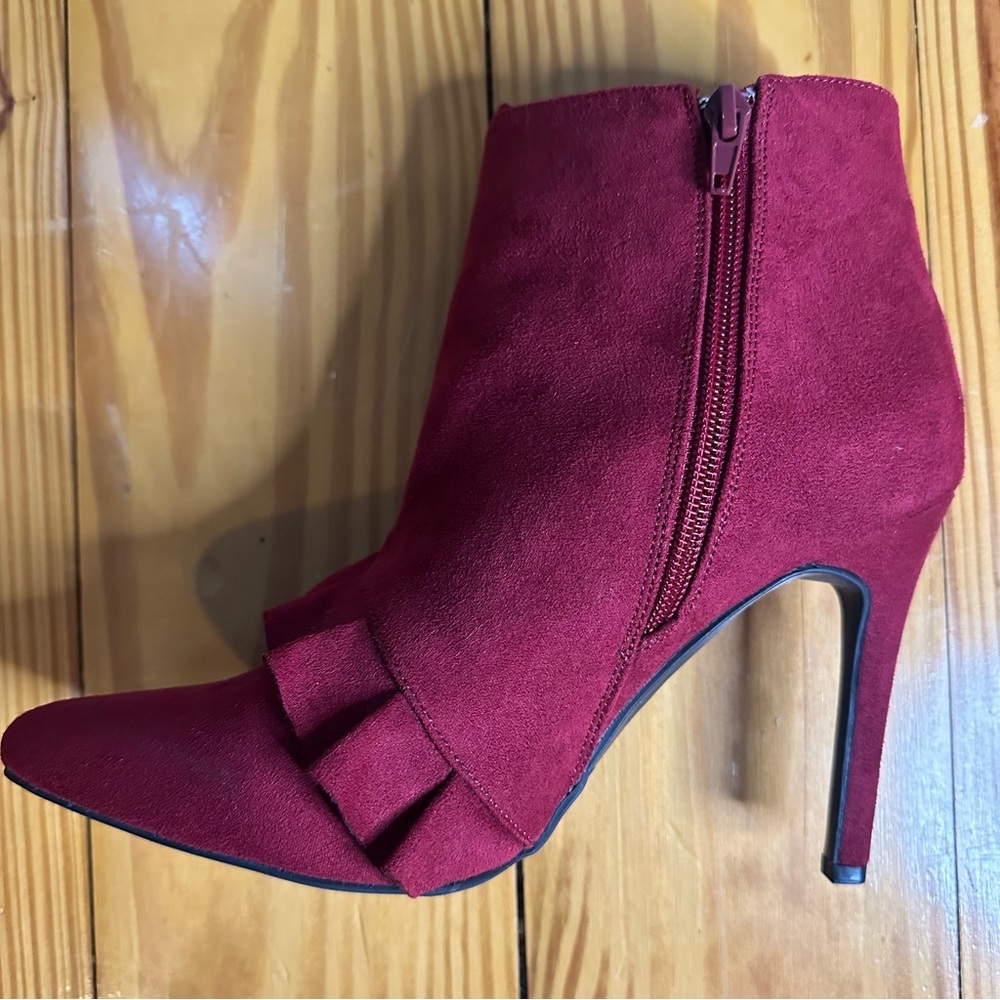 Chic Burgundy Heeled Ankle Boots